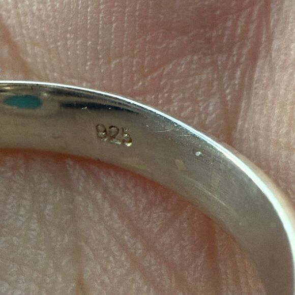 Southwest Kingman Turquoise Cat Ring Artisan Handmade Sterling Silver Size 7 - Picture 4 of 7
